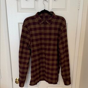 Lululemon mason peak Burgundy and Brown Plaid Button Down Shirt